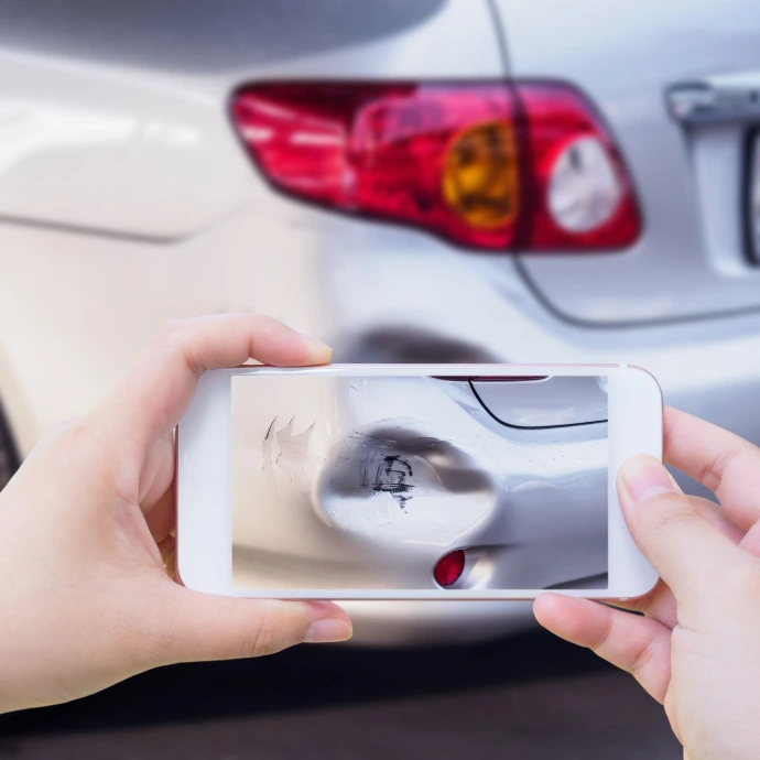 smartphone registreert schade aan wagen